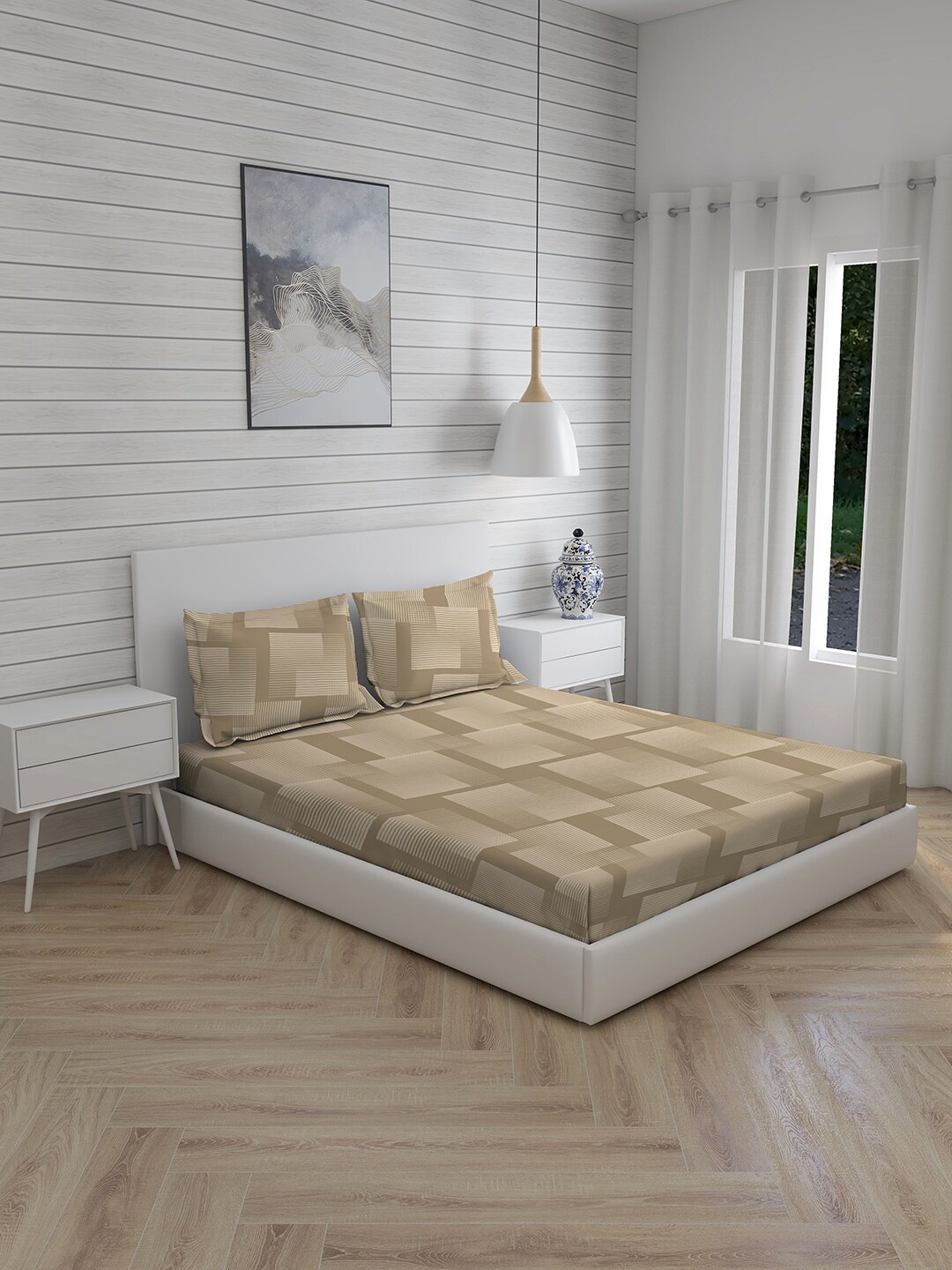 Boutique Living India Brown & Beige Pure Cotton 220 TC King Bedsheet With 2 Pillow Covers
Boutique Living India Brown & Beige Pure Cotton 220 TC King Bedsheet With 2 Pillow Covers