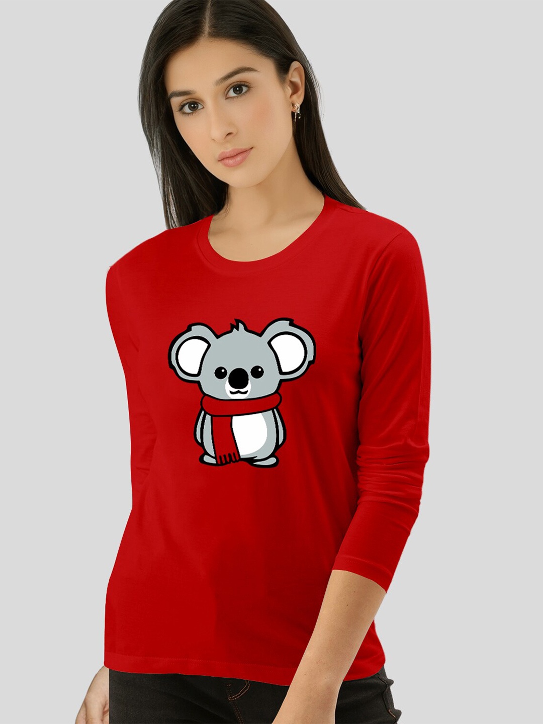 Pootlu Women Printed T-shirt, Red