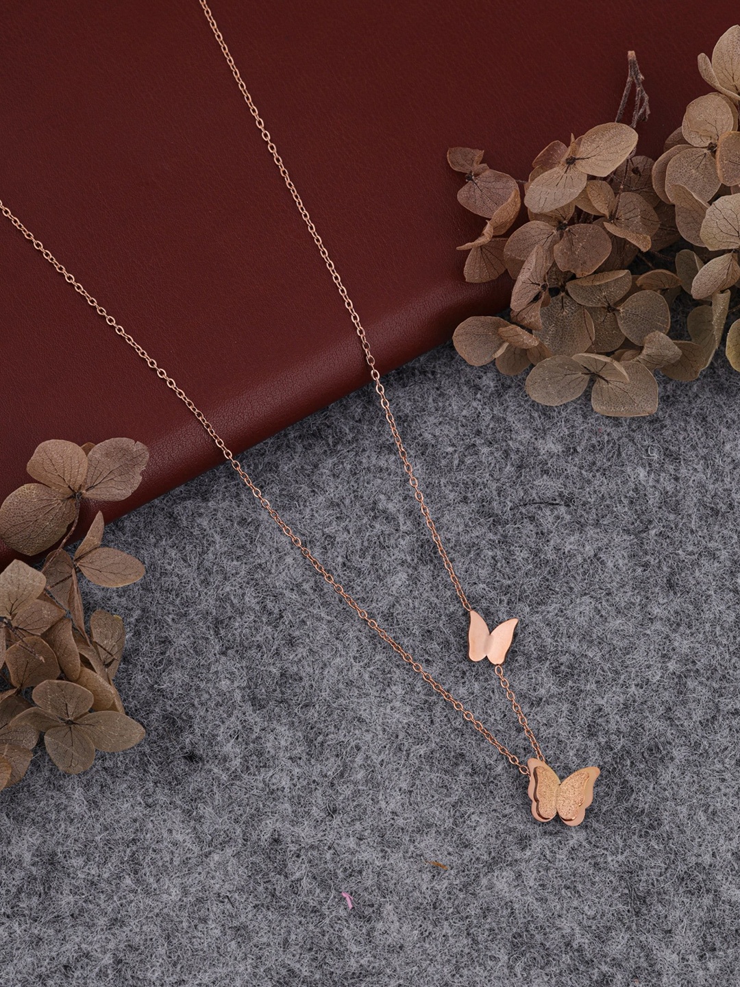 Brado Jewellery Rose Gold-Plated Butterfly Shaped Pendant