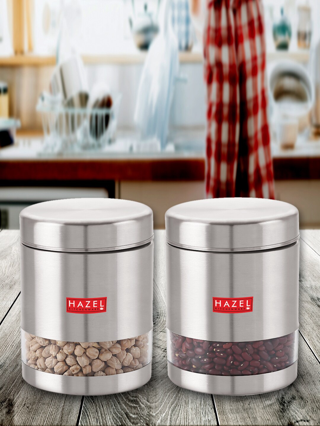HAZEL Set Of 2 Transparent Stainless Steel Matt Storage Jars 1.2 Litres Each, Silver
HAZEL Set Of 2 Transparent Stainless Steel Matt Storage Jars 1.2 Litres Each, Silver