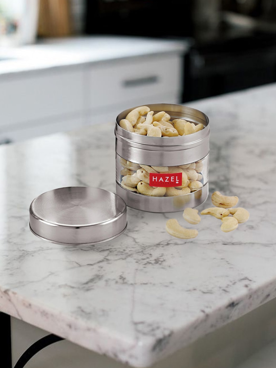 HAZEL Set Of 4 Transparent Stainless Steel See Through Kitchen Storage Jars 500ml Each, Silver
HAZEL Set Of 4 Transparent Stainless Steel See Through Kitchen Storage Jars 500ml Each, Silver