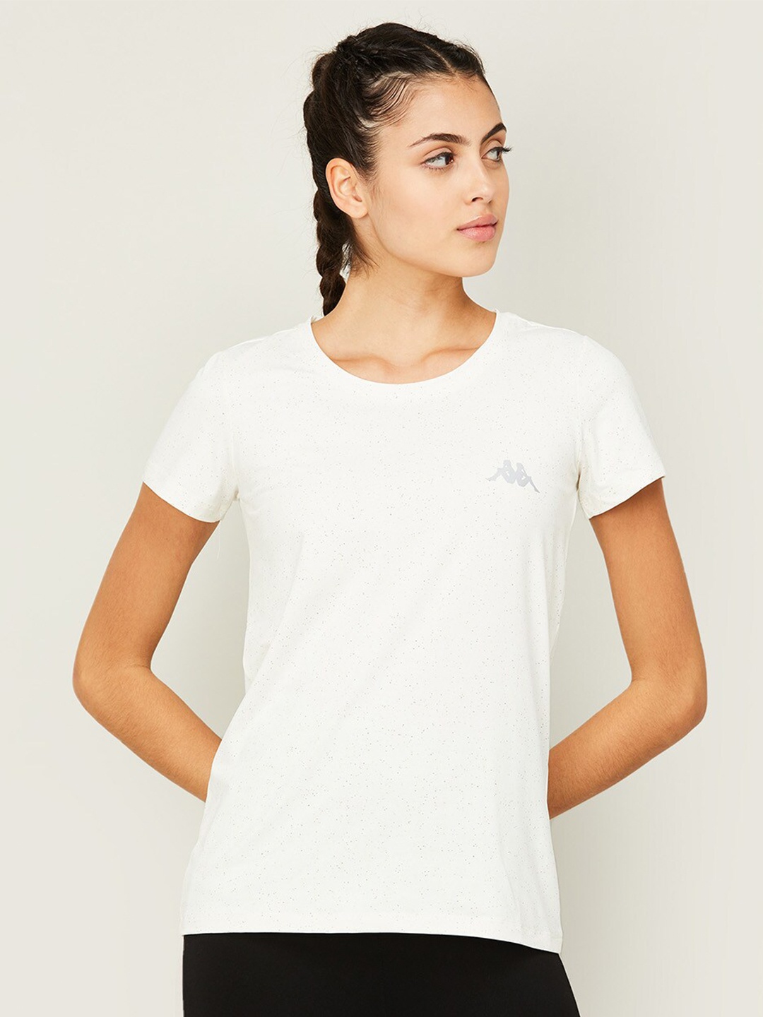 Kappa Women White Printed Cotton T-shirt