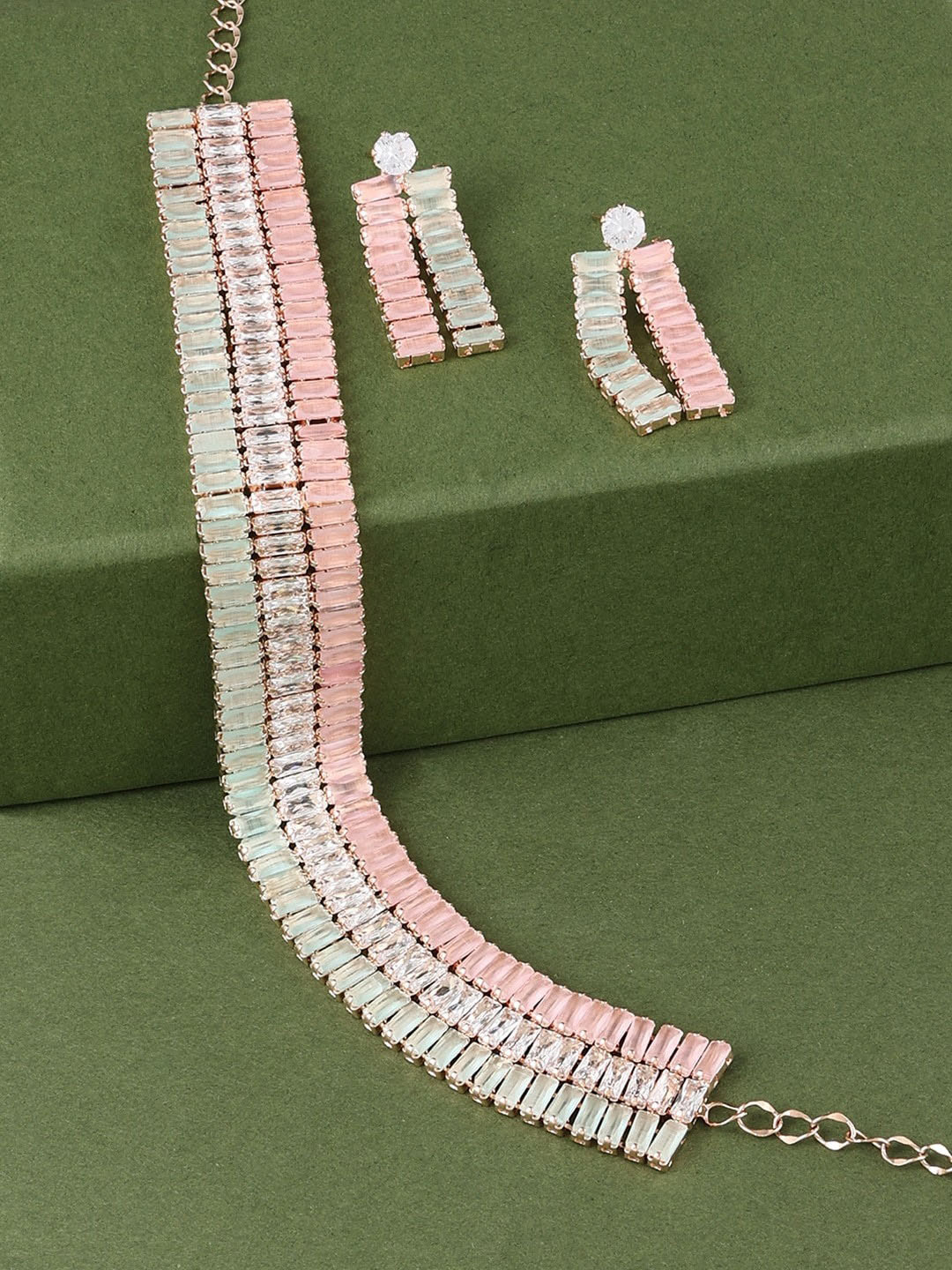 AMI Rose Gold-Plated CZ Studded Jewellery Set 
AMI Rose Gold-Plated CZ Studded Jewellery Set