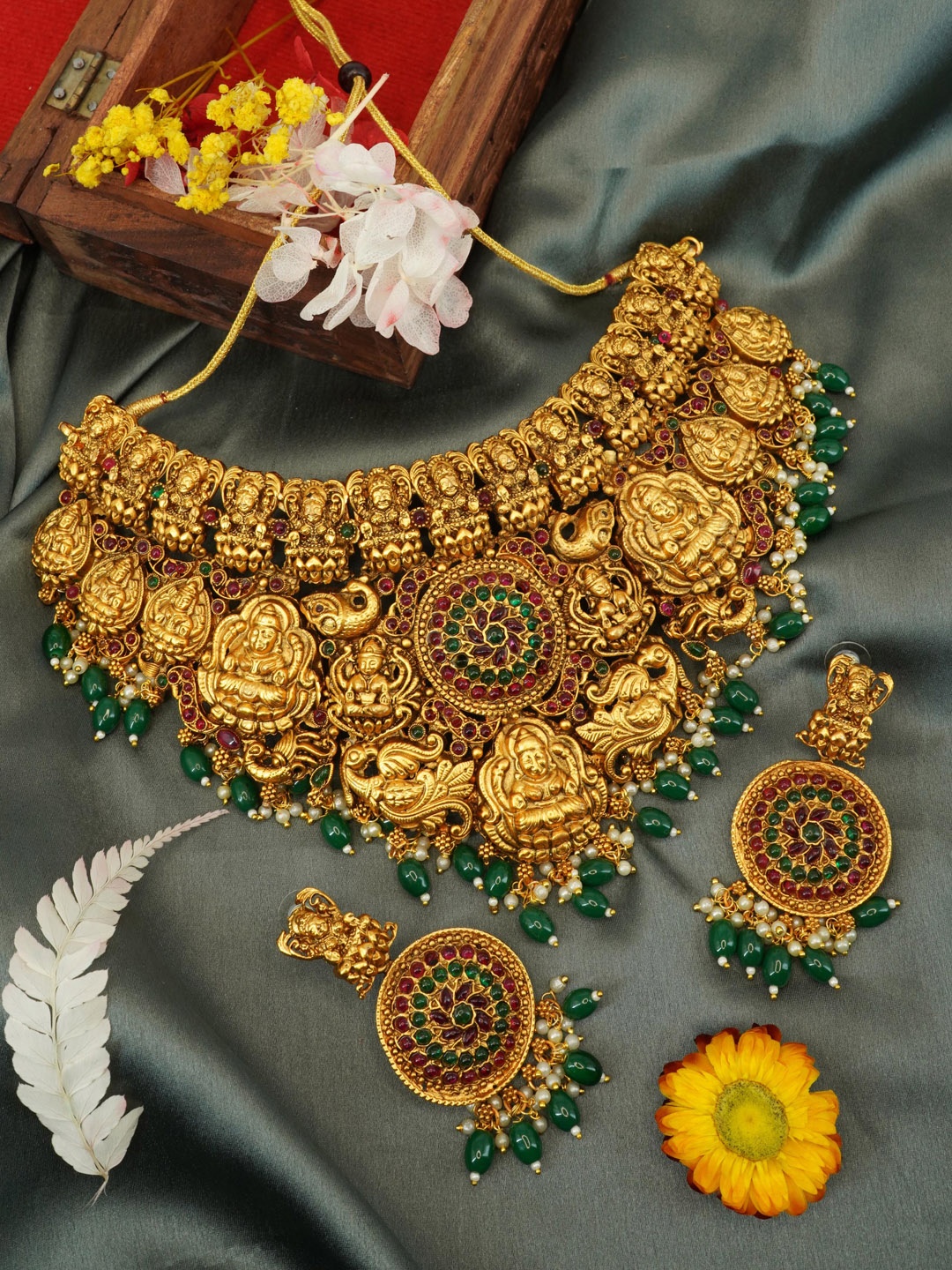 GRIIHAM Gold-Plated AD-Studded Jewellery Set
