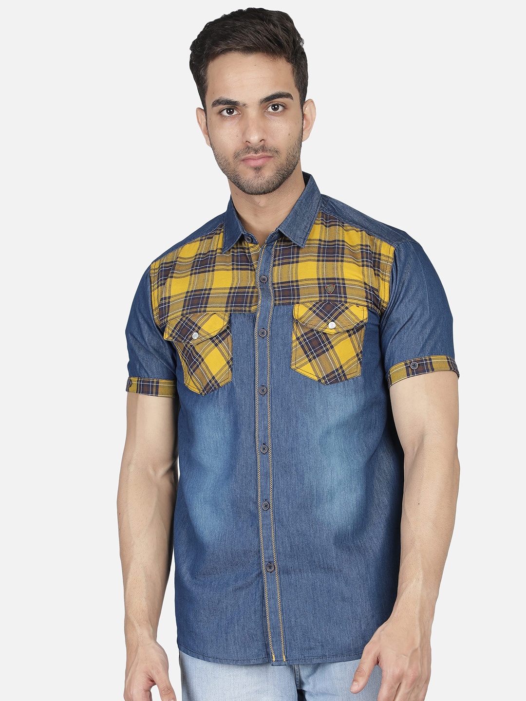 Kuons Avenue Men Checked Cotton Smart Slim Fit Faded Casual Shirt, Blue
Kuons Avenue Men Checked Cotton Smart Slim Fit Faded Casual Shirt, Blue