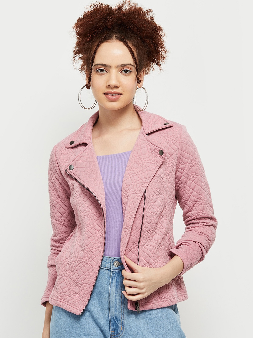 max Women Windcheater Tailored Jacket, Pink