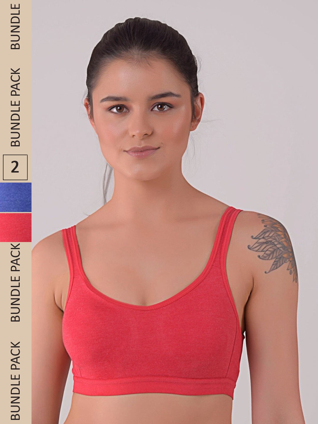 Apraa & Parma Pack Of 2 Non Padded Sports Bra, Navy blue