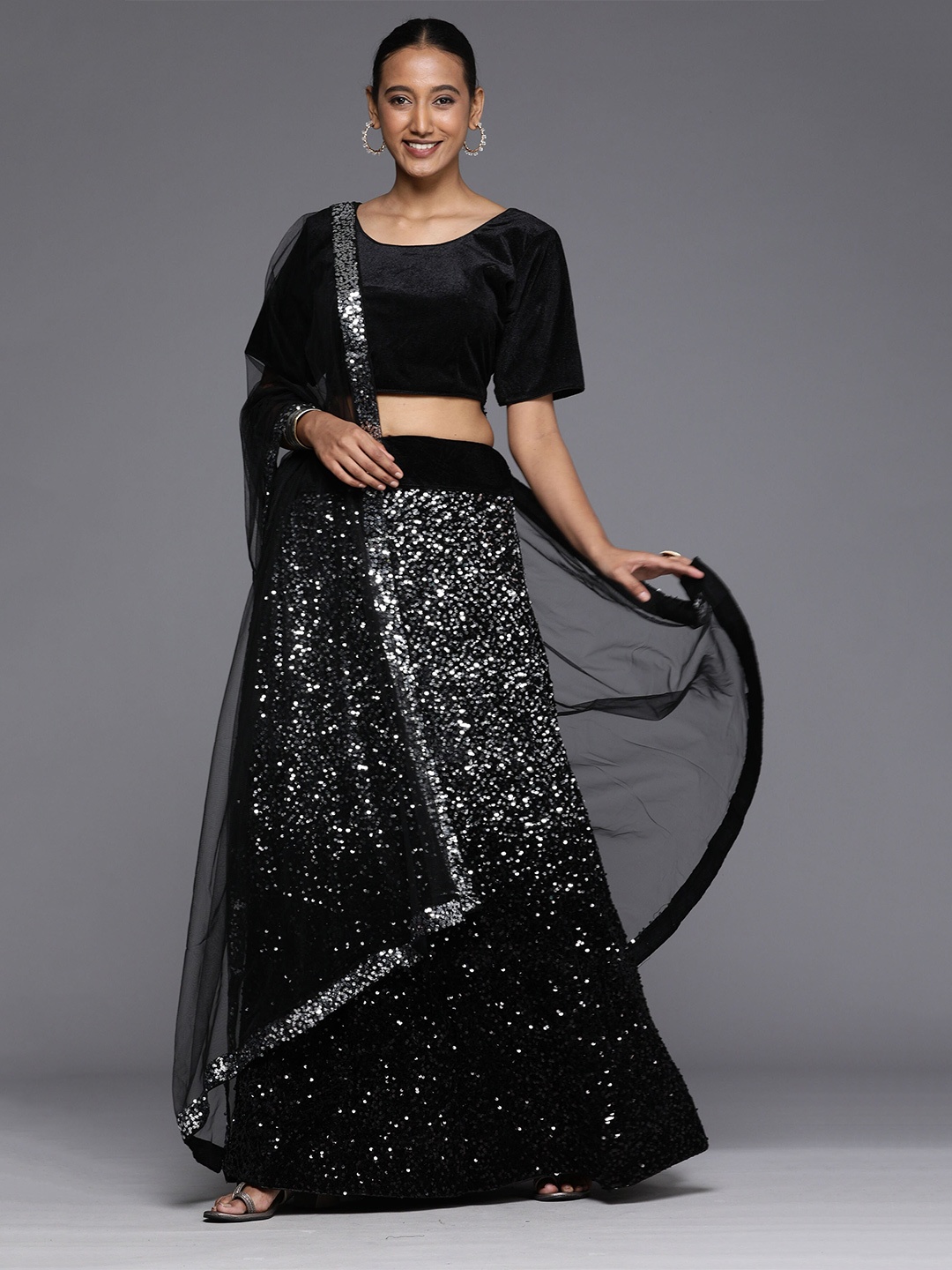 Mitera Embroidered Sequinned Semi-Stitched Lehenga & Unstitched Blouse With Dupatta, Black
Mitera Embroidered Sequinned Semi-Stitched Lehenga & Unstitched Blouse With Dupatta, Black