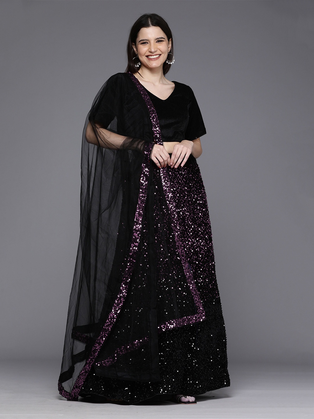 Mitera Embroidered Sequinned Semi-Stitched Lehenga & Unstitched Blouse With Dupatta, Black
Mitera Embroidered Sequinned Semi-Stitched Lehenga & Unstitched Blouse With Dupatta, Black
