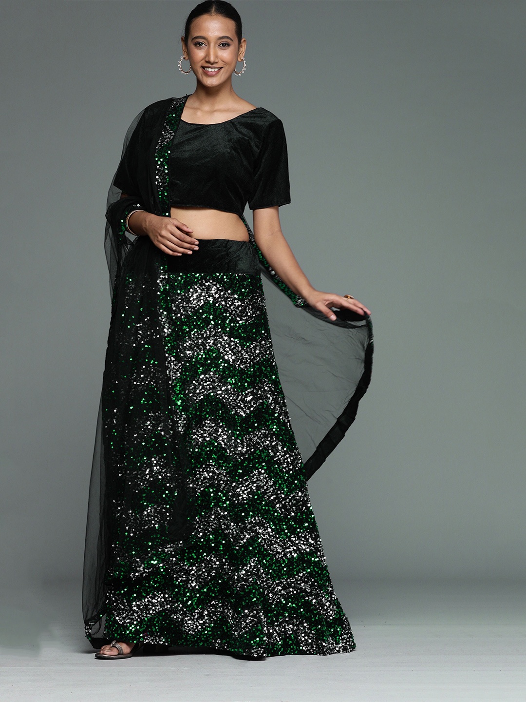 Mitera Embroidered Velvet Semi-Stitched Lehenga & Unstitched Blouse With Dupatta, Black
Mitera Embroidered Velvet Semi-Stitched Lehenga & Unstitched Blouse With Dupatta, Black