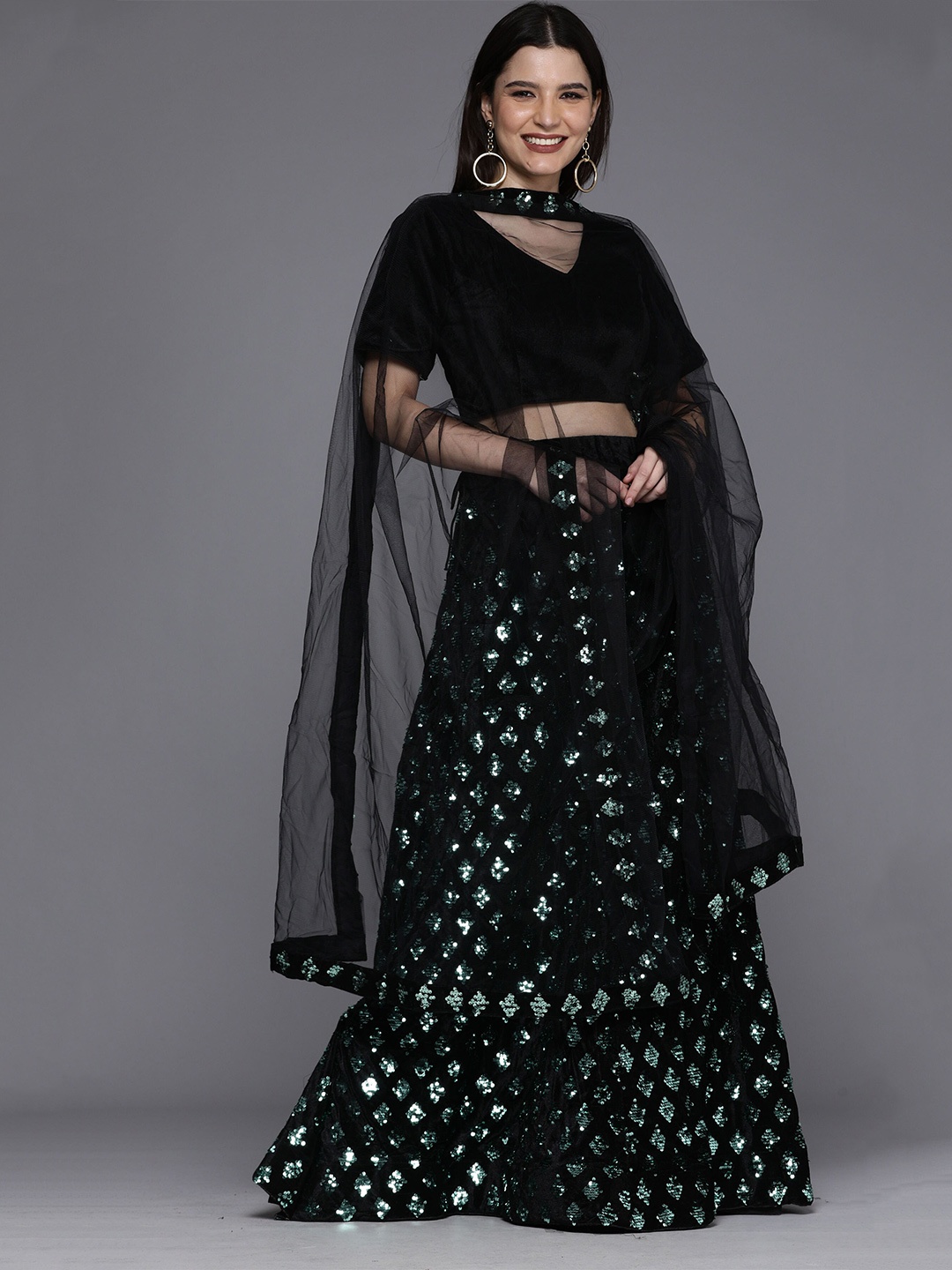 Mitera Embroidered Velvet Semi-Stitched Lehenga & Unstitched Blouse With Dupatta, Black
Mitera Embroidered Velvet Semi-Stitched Lehenga & Unstitched Blouse With Dupatta, Black