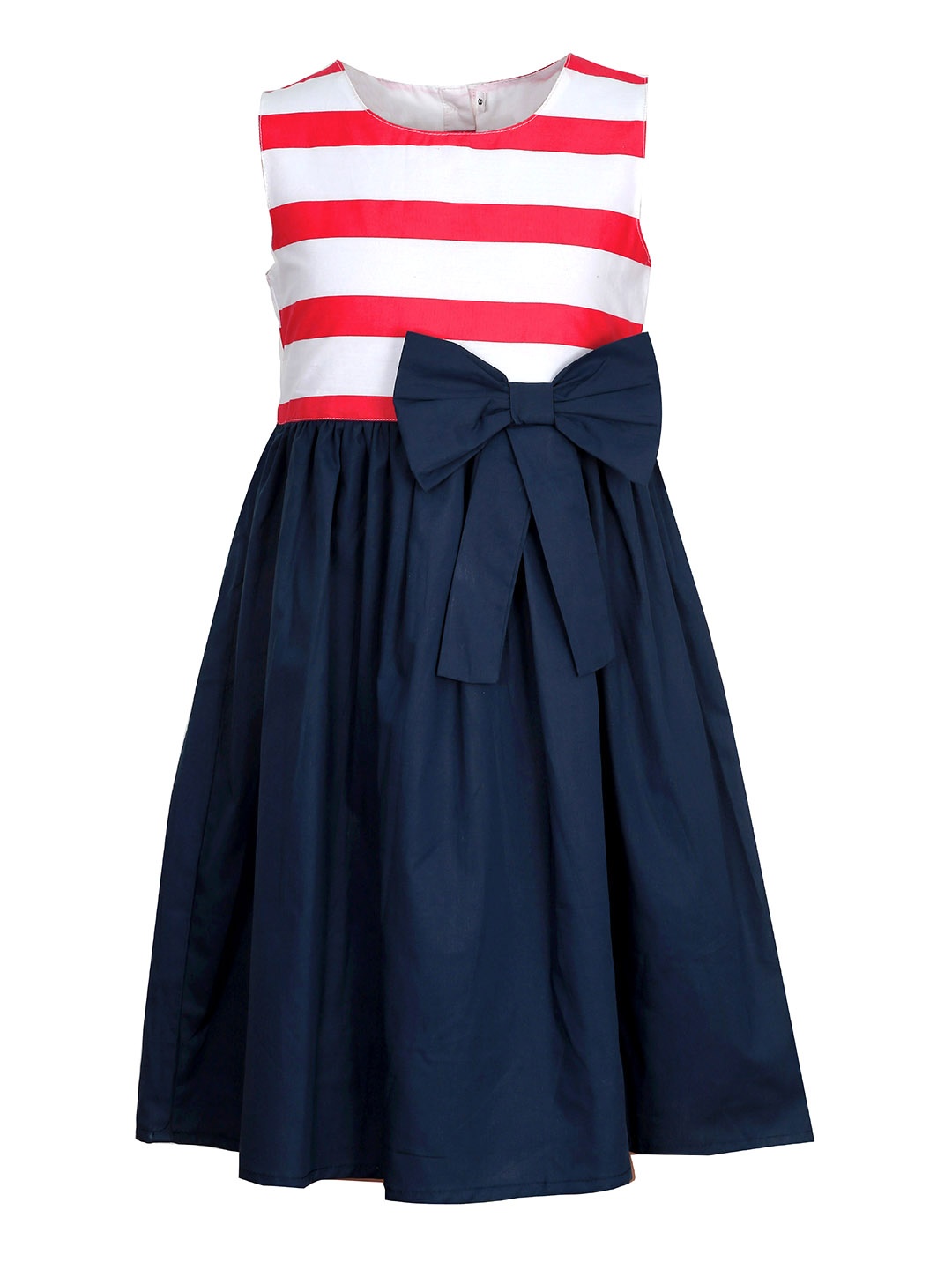 Bella Moda Girls Blue Striped Fit and Flare Dress