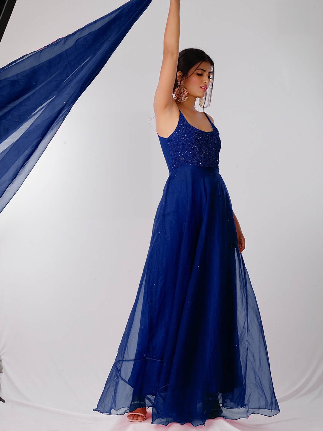 LABEL AISHWARYRIKA Embroidered Sequinned Silk Georgette Kurta with Trousers & Dupatta, Blue
LABEL AISHWARYRIKA Embroidered Sequinned Silk Georgette Kurta with Trousers & Dupatta, Blue
