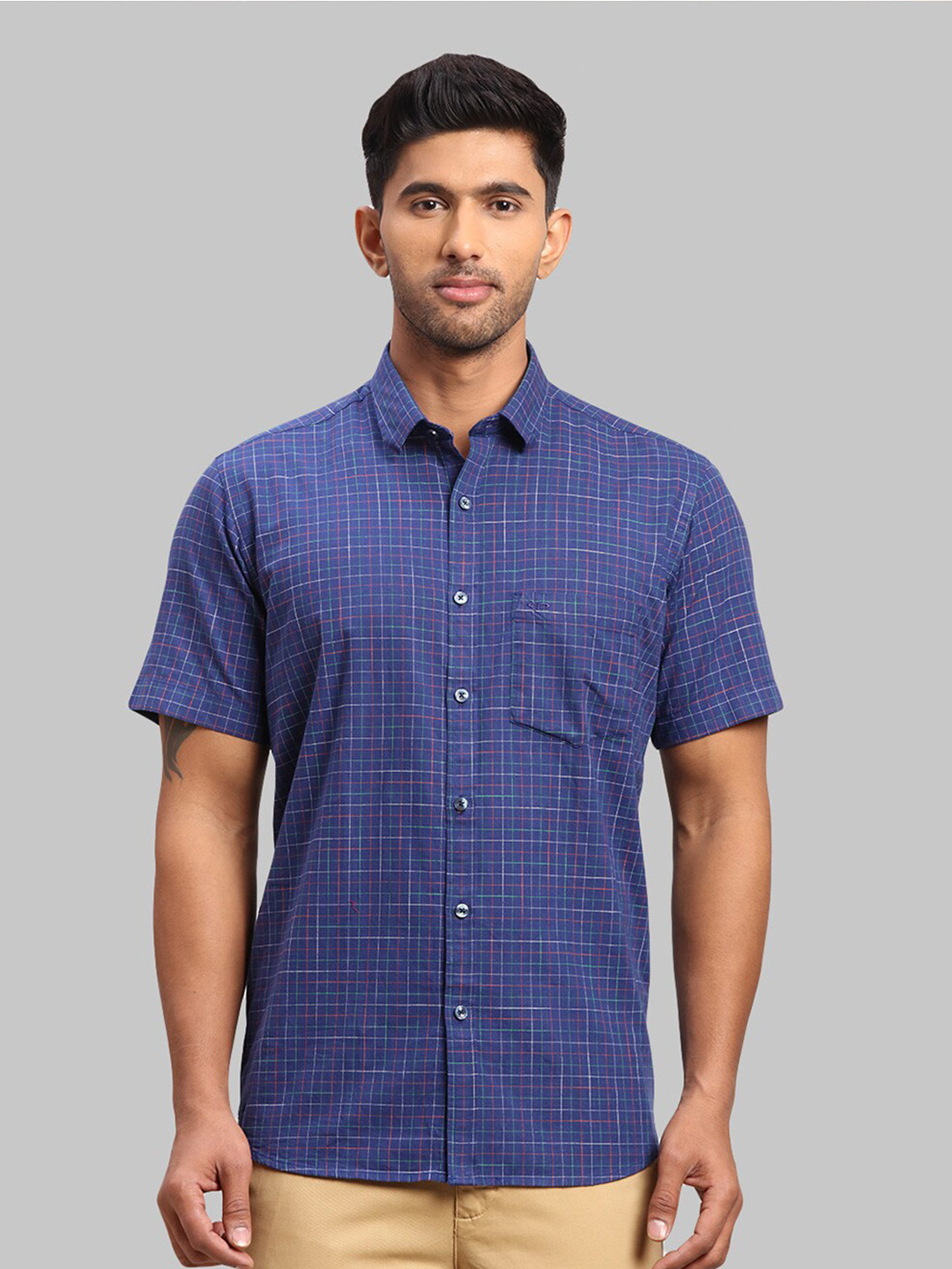 ColorPlus Men Tailored Fit Grid Tattersall Checks Cotton Casual Shirt, Blue
ColorPlus Men Tailored Fit Grid Tattersall Checks Cotton Casual Shirt, Blue