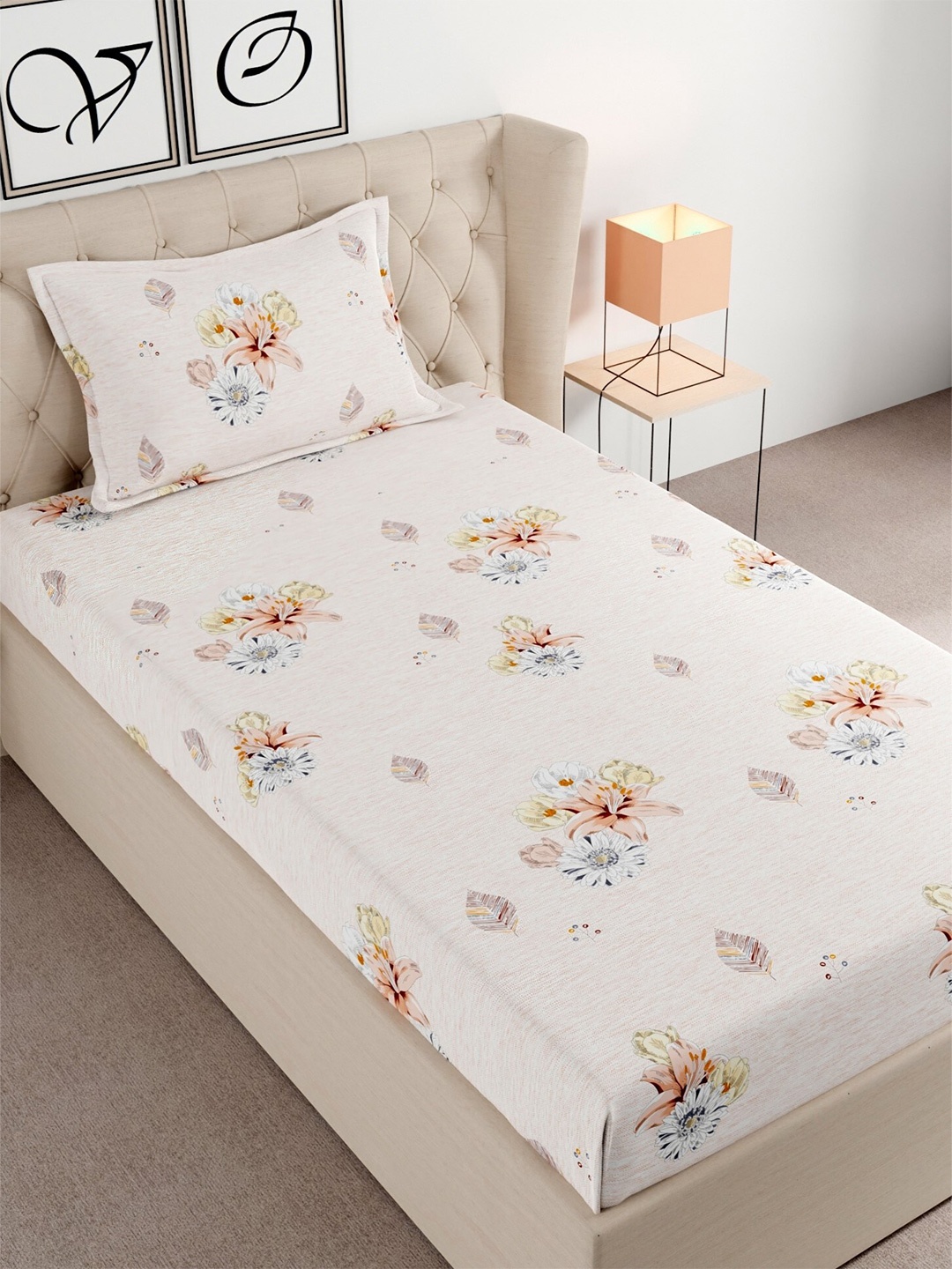 CHHAVI INDIA Khaki & White Floral 210 TC Ultra Soft Single Bedsheet with 1 Pillow Covers
CHHAVI INDIA Khaki & White Floral 210 TC Ultra Soft Single Bedsheet with 1 Pillow Covers
