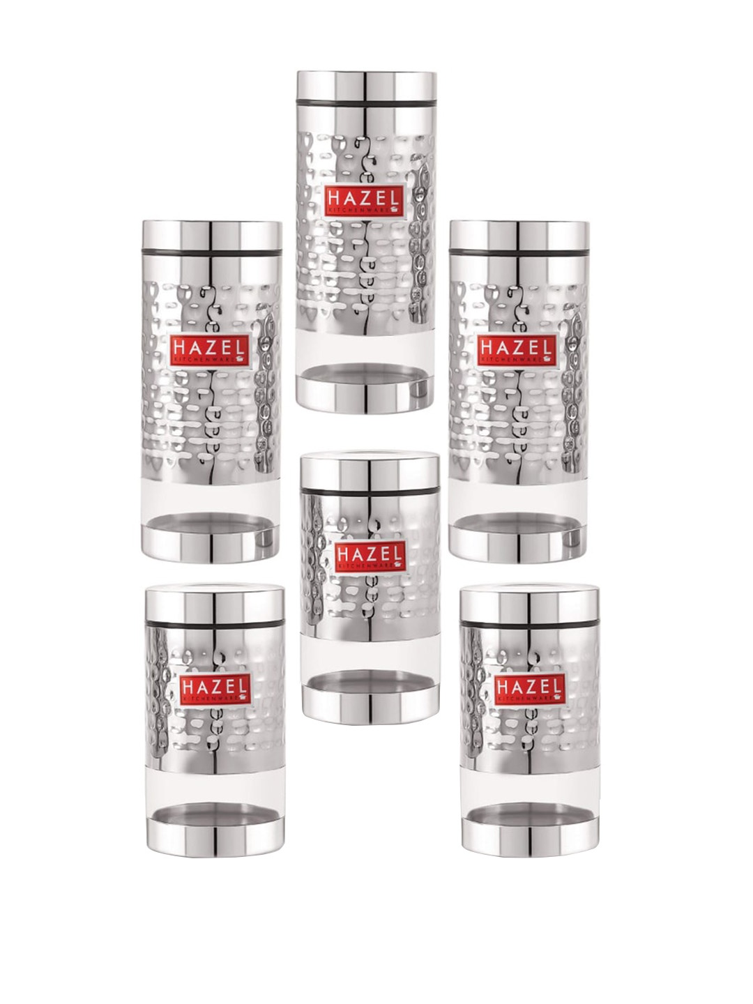 HAZEL Set Of 6 Stainless Steel Transparent Textured Kitchen Storage Containers, Silver
HAZEL Set Of 6 Stainless Steel Transparent Textured Kitchen Storage Containers, Silver