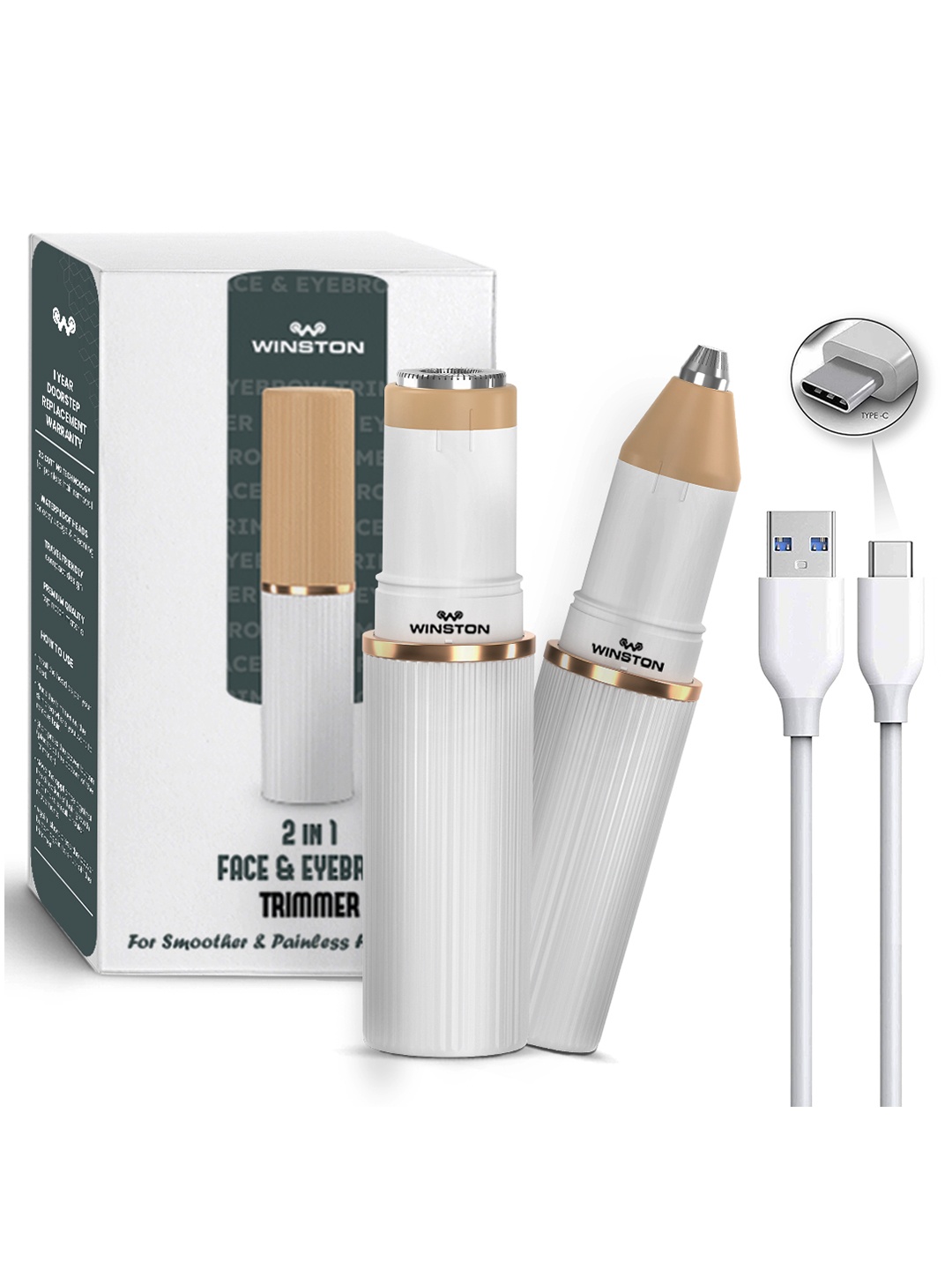 WINSTON Rechargeable 2-in-1 Face and Eyebrow Trimmer for Women Facial Hair Removal, Sea green
WINSTON Rechargeable 2-in-1 Face and Eyebrow Trimmer for Women Facial Hair Removal, Sea green