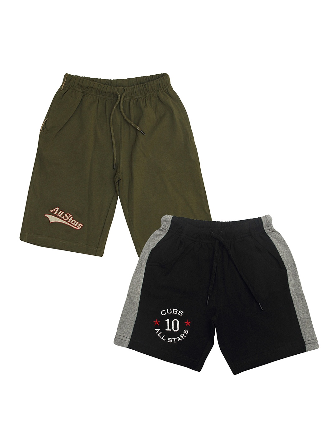 JusCubs Boys Pack of 2 Pure Cotton Shorts, Olive