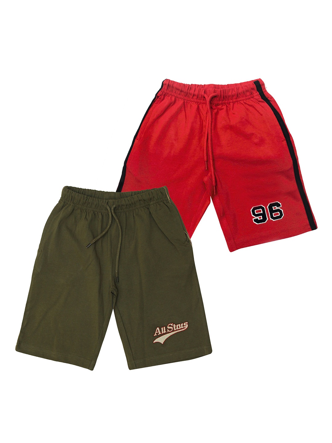 JusCubs Boys Pack of 2 Pure Cotton Shorts, Olive