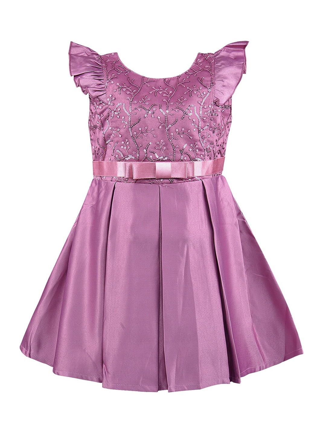 Wish Karo Girls Embellished Satin Dress, Purple