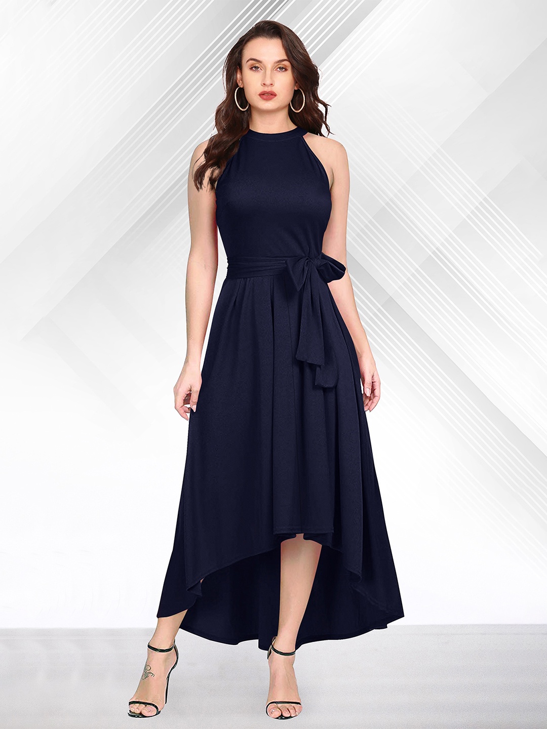 FAVRIZ Navy Blue Maxi Dress