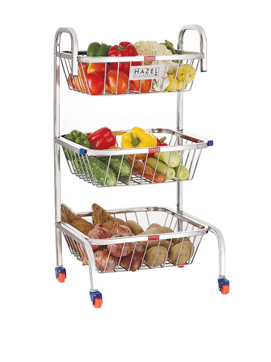 HAZEL Silver-Toned Stainless Steel 3 Layer Fruit & Vegetable Trolley Rack With Wheel
HAZEL Silver-Toned Stainless Steel 3 Layer Fruit & Vegetable Trolley Rack With Wheel