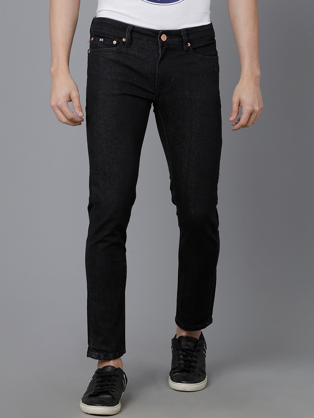 Double Two Men Lean Slim Fit Low-Rise Stretchable Jeans, Grey