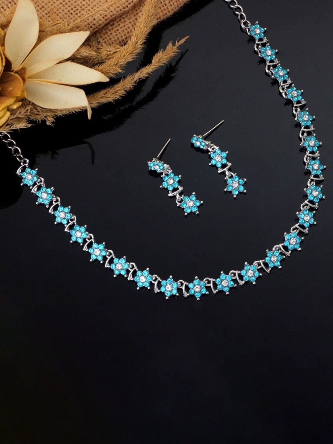 Atasi International Silver-Plated Artificial Stone Studded Choker Jewellery Set, Blue
Atasi International Silver-Plated Artificial Stone Studded Choker Jewellery Set, Blue