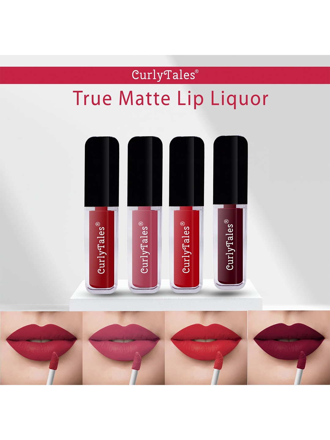 CurlyTales Set Of 4 Lightweight & Waterproof True Matte Liquid Lipstick - 03, 10, 11, 13, Red
CurlyTales Set Of 4 Lightweight & Waterproof True Matte Liquid Lipstick - 03, 10, 11, 13, Red