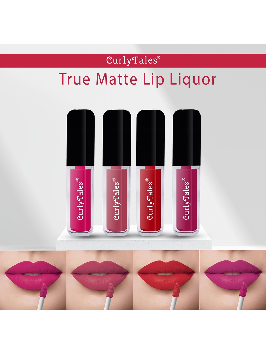 CurlyTales Set Of 4 Lightweight & Waterproof True Matte Liquid Lipstick - 05, 10, 11, 12, Red
CurlyTales Set Of 4 Lightweight & Waterproof True Matte Liquid Lipstick - 05, 10, 11, 12, Red