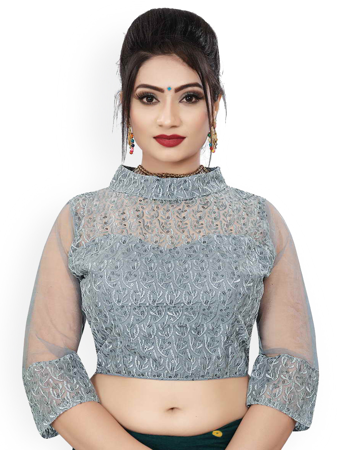 HIMRISE Plus Size Embroidered Cotton Saree Blouse, Grey
HIMRISE Plus Size Embroidered Cotton Saree Blouse, Grey