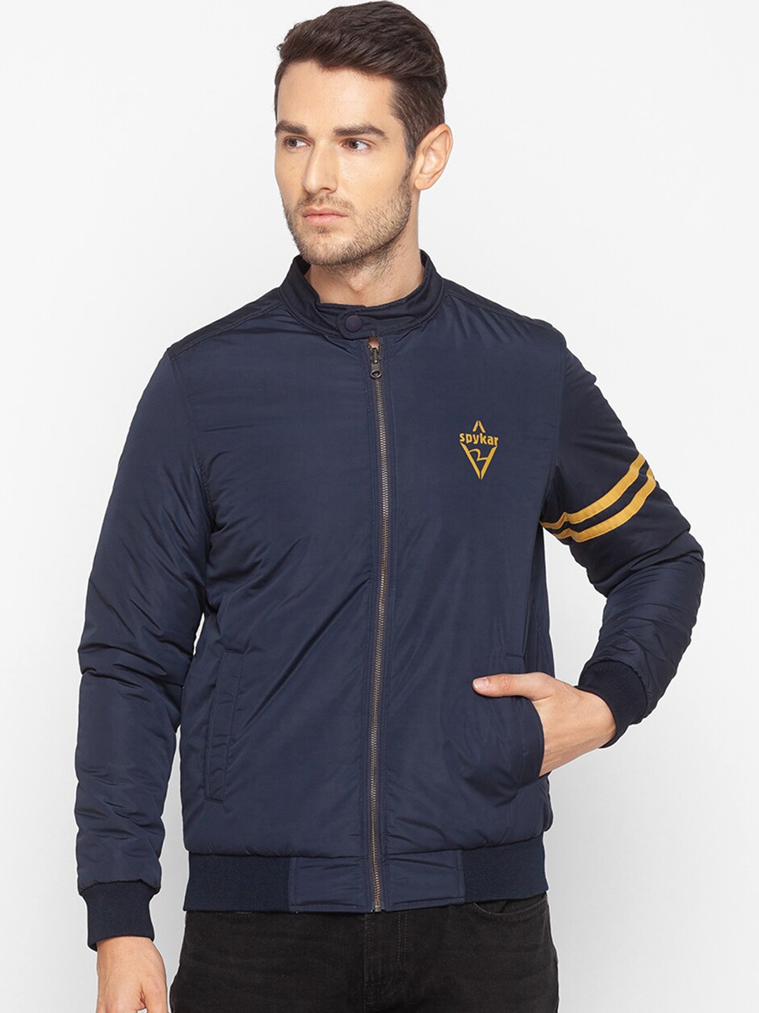 SPYKAR Men Bomber Jacket, Navy blue
