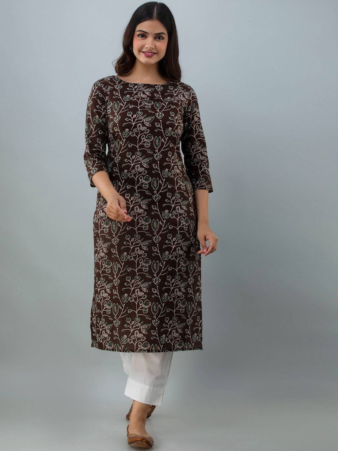 Women Touch Floral Printed Straight Regular Kurta, Brown
Women Touch Floral Printed Straight Regular Kurta, Brown