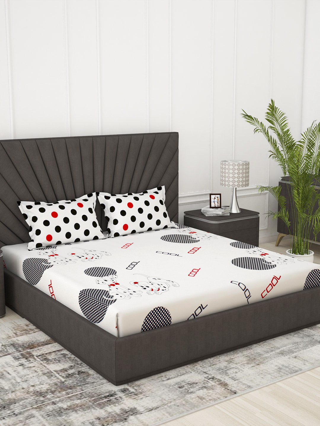 Story@home White & Black Conversational 186 TC Cotton Queen Bedsheet with 2 Pillow Covers
Story@home White & Black Conversational 186 TC Cotton Queen Bedsheet with 2 Pillow Covers