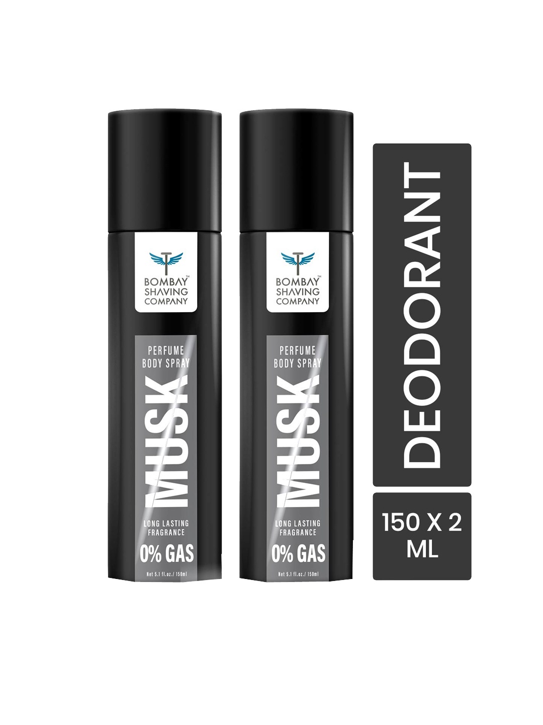 Bombay Shaving Company Set of 2 Musk Long Lasting Deodorant Body Spray - 150 ml each, Black
Bombay Shaving Company Set of 2 Musk Long Lasting Deodorant Body Spray - 150 ml each, Black