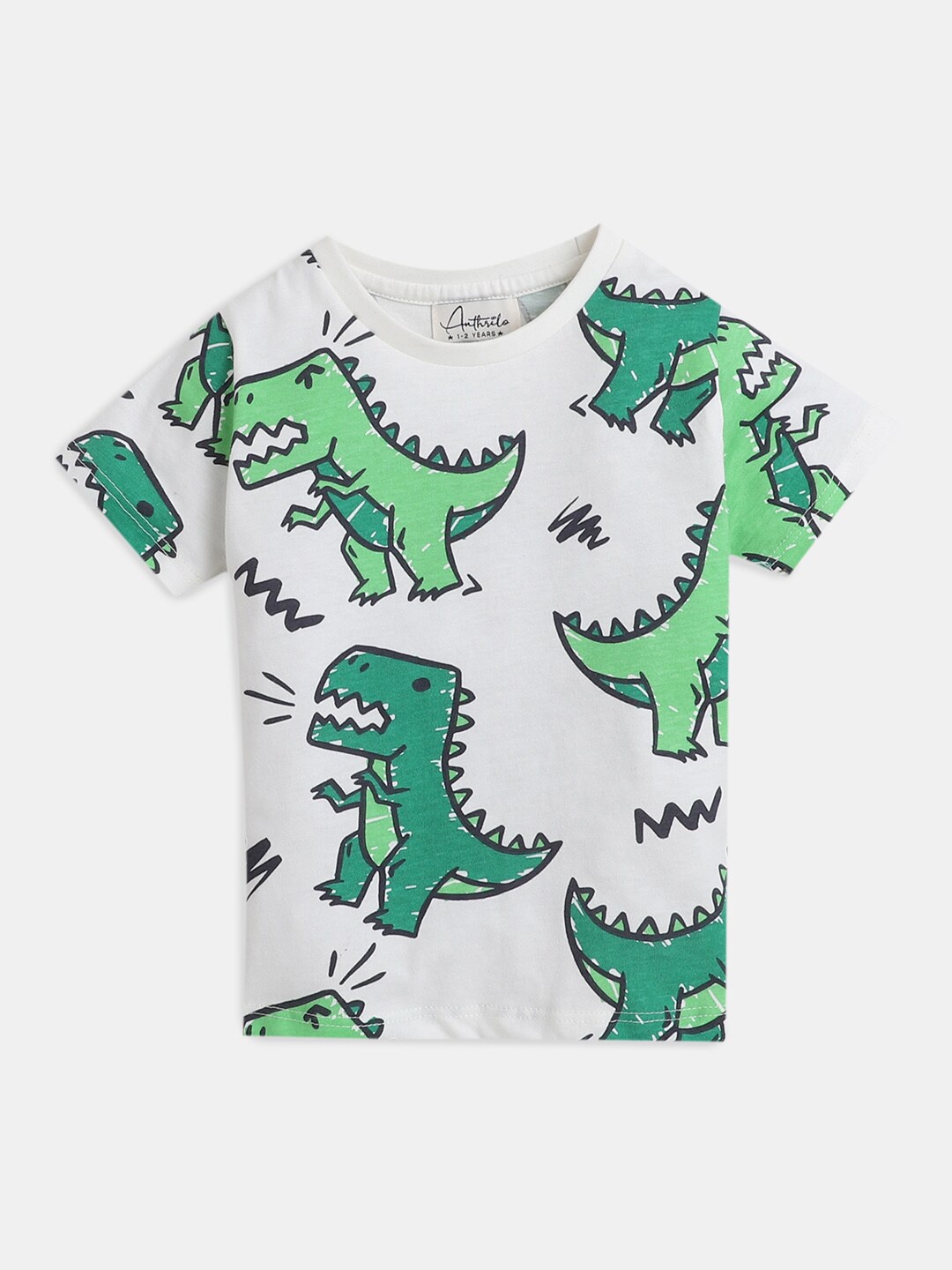 Hopscotch Boys White Cotton Printed T-shirt
