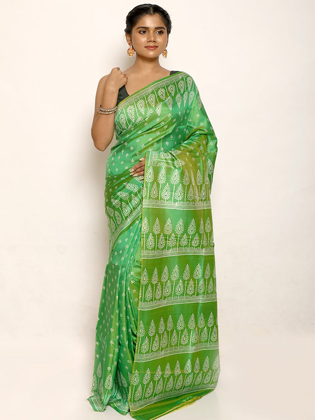 AllSilks Ethnic Motifs Pure Silk Saree, Green 
AllSilks Ethnic Motifs Pure Silk Saree, Green