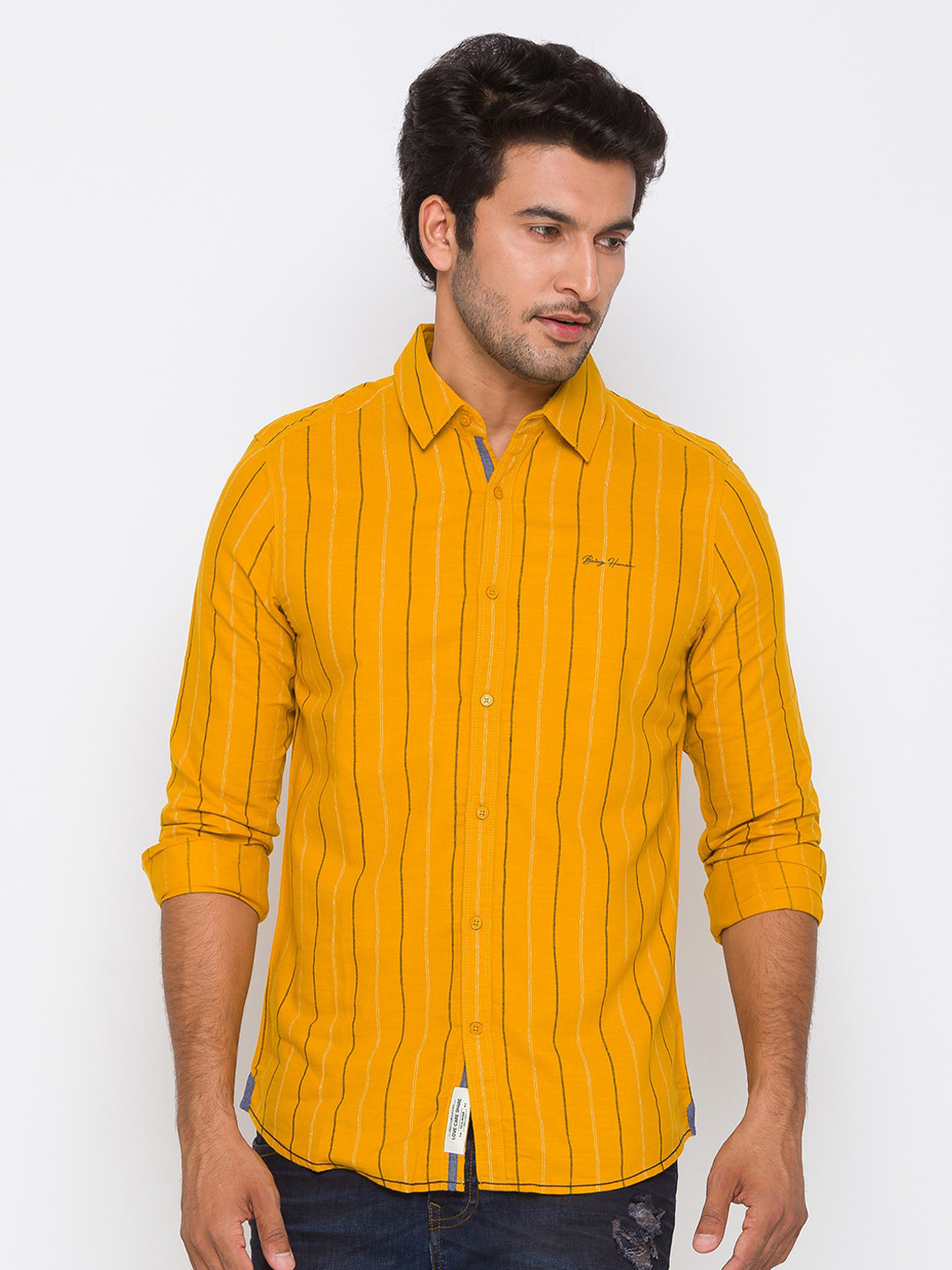 Being Human Men Slim Fit Striped Pure Cotton Casual Shirt, Yellow
Being Human Men Slim Fit Striped Pure Cotton Casual Shirt, Yellow