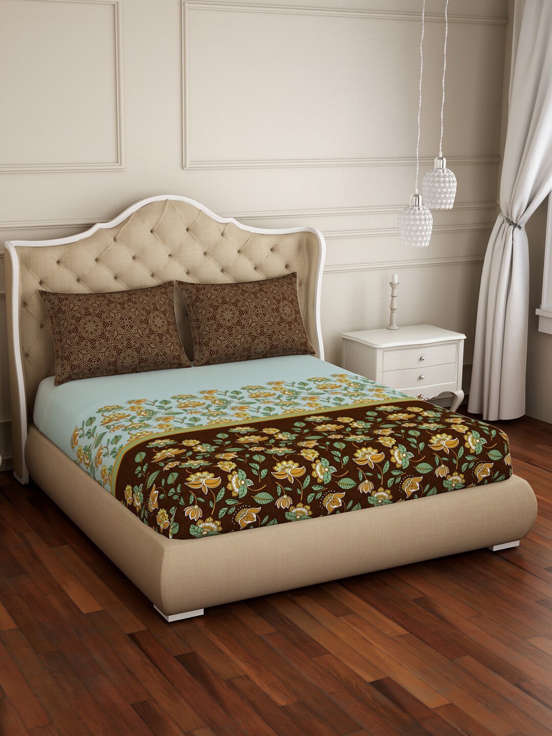 SPACES Atrium Plus Green & Yellow Floral 210 TC Cotton Queen Bedsheet with 2 Pillow Covers
SPACES Atrium Plus Green & Yellow Floral 210 TC Cotton Queen Bedsheet with 2 Pillow Covers