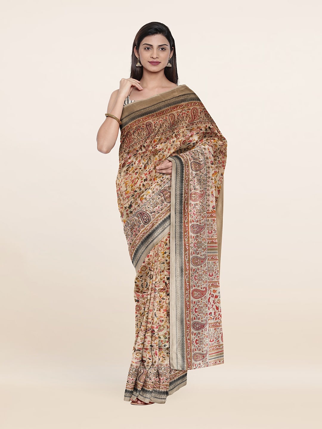 Pothys Paisley Saree, Cream