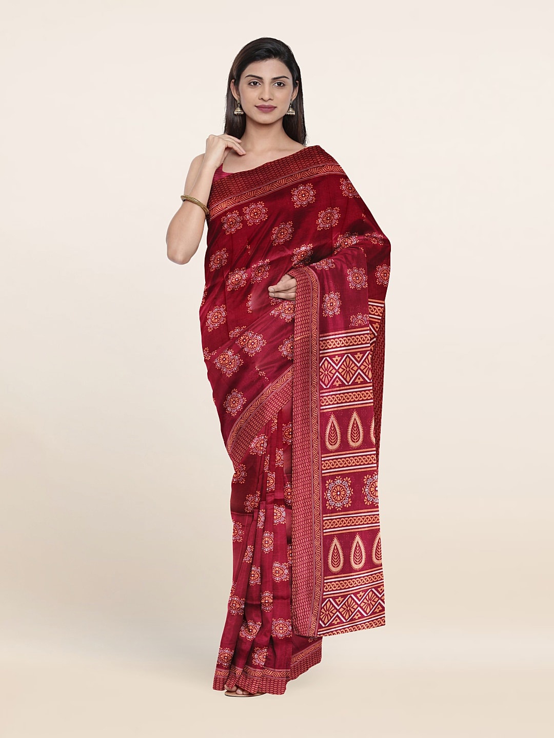 Pothys Ethnic Motifs Printed Saree, Red