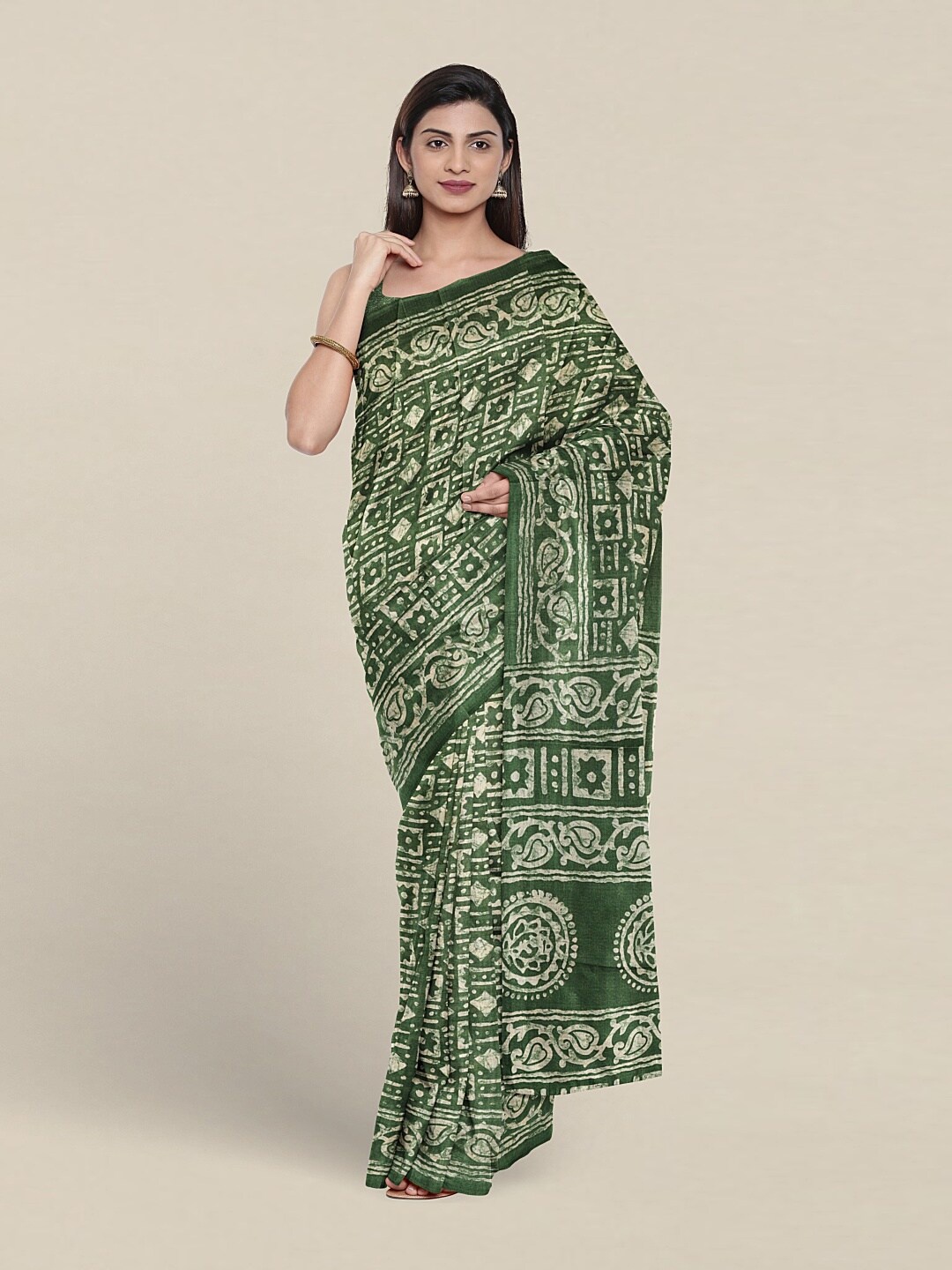 Pothys Ethnic Motifs Printed Saree, Green