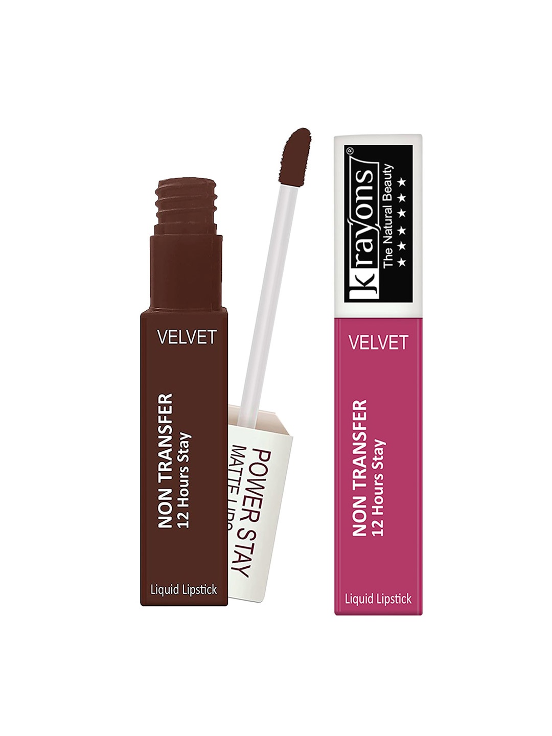 krayons Power Stay Non-Transfer Matte Liquid Lipstick 4ml Each - Pink Glam 16 & Caramel 10, Brown
krayons Power Stay Non-Transfer Matte Liquid Lipstick 4ml Each - Pink Glam 16 & Caramel 10, Brown