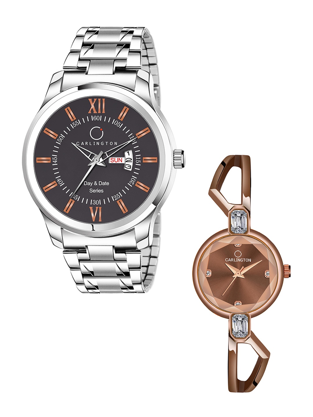 CARLINGTON Unisex Set of 2 Dial Stainless Steel Bracelet Style Straps Analogue Watch, Silver
CARLINGTON Unisex Set of 2 Dial Stainless Steel Bracelet Style Straps Analogue Watch, Silver