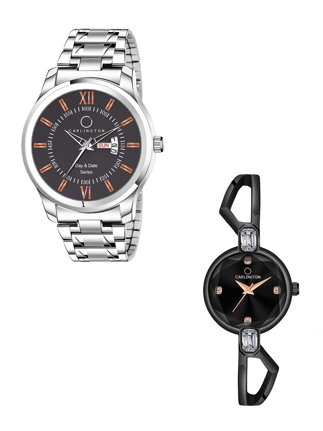 CARLINGTON Unisex Pack of 2 Stainless Steel Bracelet Style Straps Analogue Watch Combo G01, Black
CARLINGTON Unisex Pack of 2 Stainless Steel Bracelet Style Straps Analogue Watch Combo G01, Black