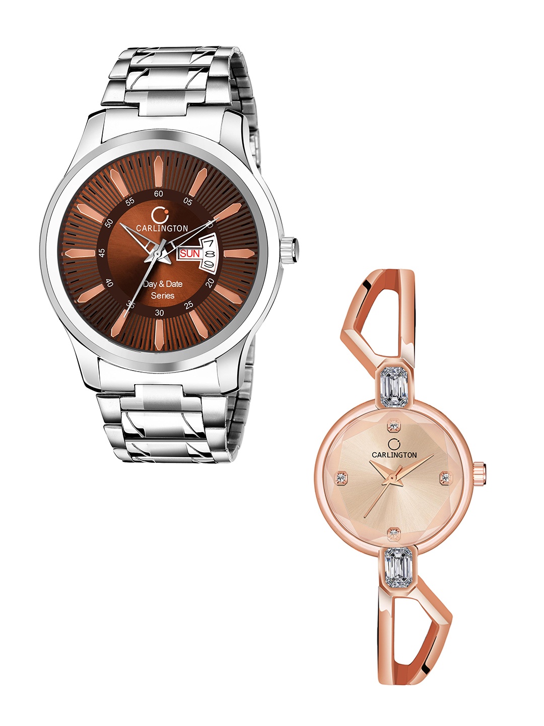 CARLINGTON Unisex Pack of 2 Stainless Steel Bracelet Style Straps Analogue Watch Combo G01, Brown
CARLINGTON Unisex Pack of 2 Stainless Steel Bracelet Style Straps Analogue Watch Combo G01, Brown
