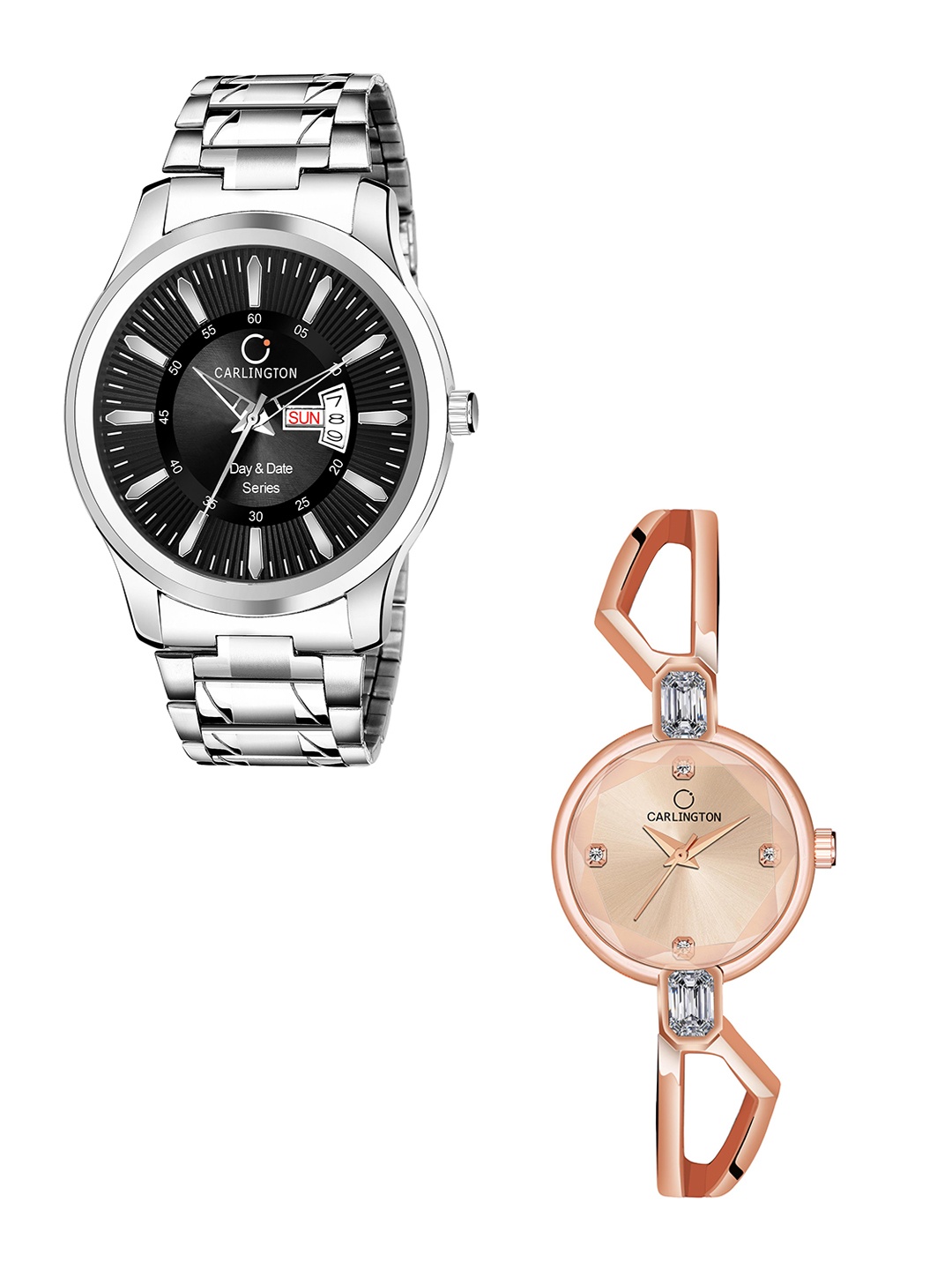 CARLINGTON Unisex Pack of 2 Stainless Steel Bracelet Style Straps Analogue Watch Combo G01, Silver
CARLINGTON Unisex Pack of 2 Stainless Steel Bracelet Style Straps Analogue Watch Combo G01, Silver