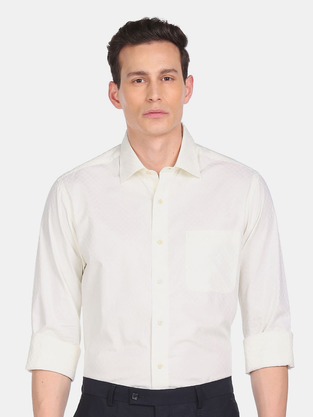 Arrow Men Pure Cotton Formal Shirt, Yellow