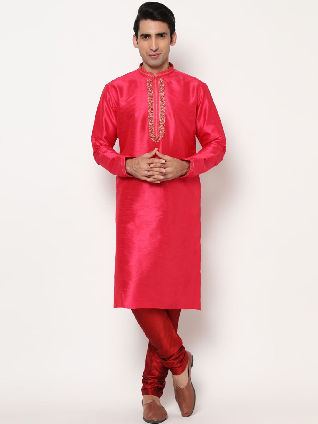 PREMROOP- THE STYLE YOU LOVE Ethnic Embroidered Pure Cotton Kurta with Churidar, Red
PREMROOP- THE STYLE YOU LOVE Ethnic Embroidered Pure Cotton Kurta with Churidar, Red