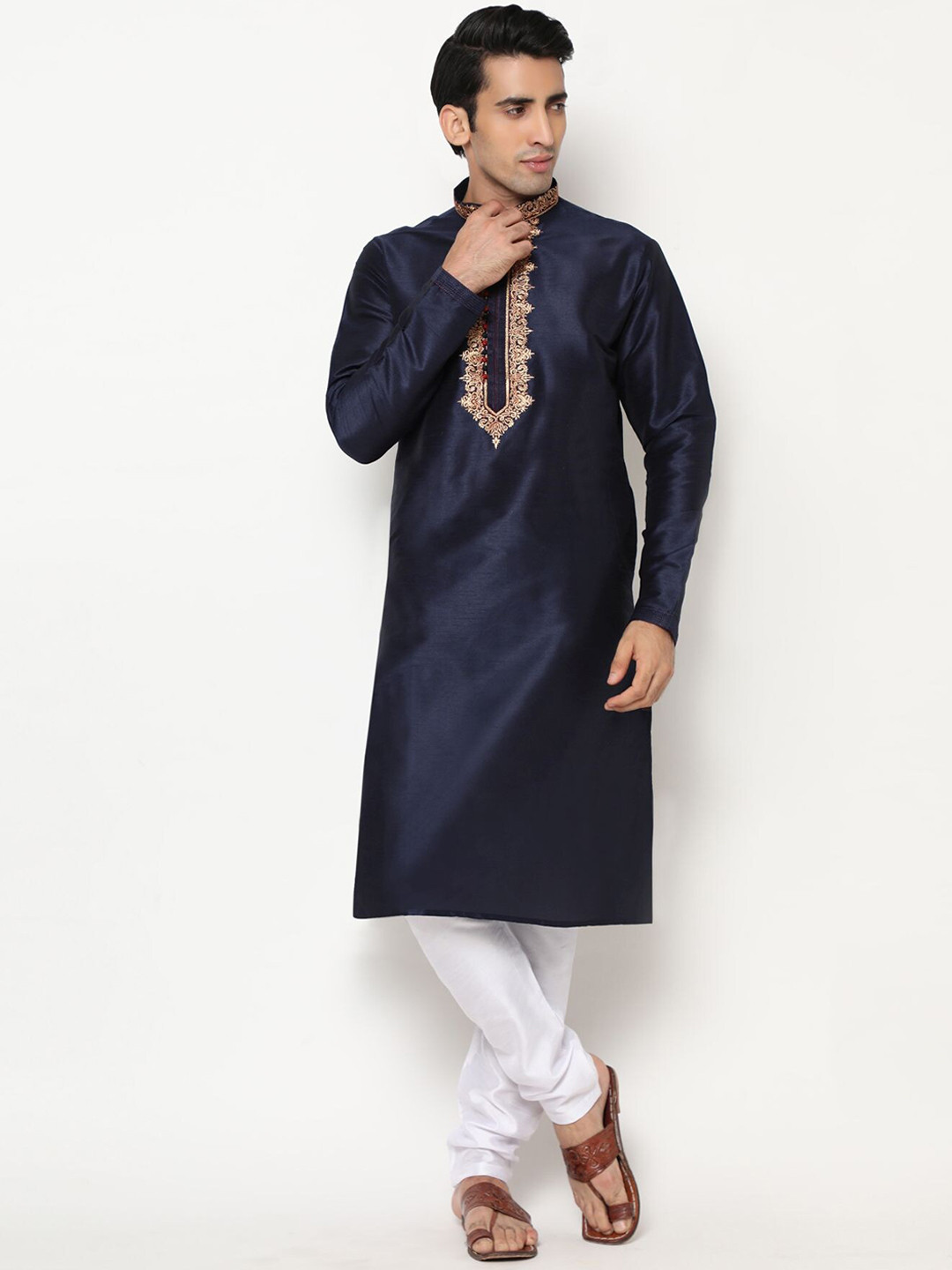PREMROOP- THE STYLE YOU LOVE Men Ethnic Embroidered Pure Cotton Kurta with Pyjamas, Navy blue
PREMROOP- THE STYLE YOU LOVE Men Ethnic Embroidered Pure Cotton Kurta with Pyjamas, Navy blue